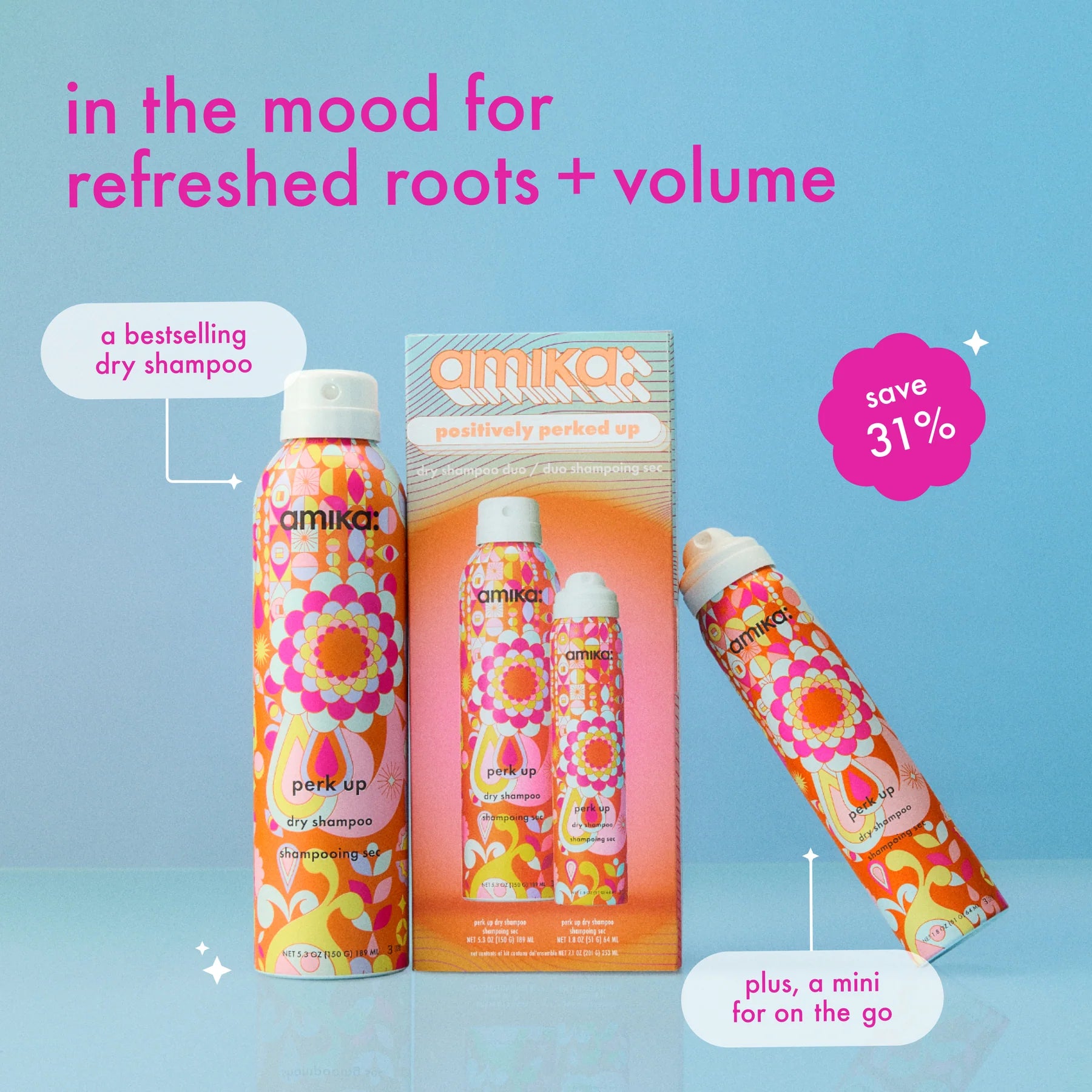 Amika Positively perked up dry shampoo duo